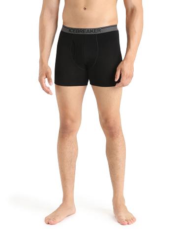 Icebreaker Merino Anatomica Boxers With Fly Miesten Alusvaatteet Mustat | FI 1309UZGT